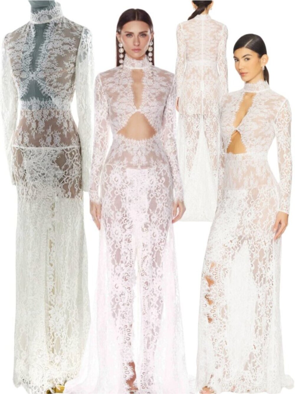 🆕 BRONX & BANCO 🧿 NWOT Eleanor Lace Cut Out Gown, White - Sz XS US 2